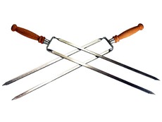 Шампур Финист двойной с деревянной ручкой 47×12